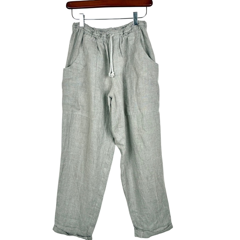 Casa Mastro Positano Pants Sz L %100 Linen Italy Handmade Drawstring Coastal